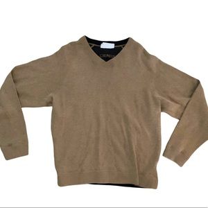 Men’s Cremiux light brown cotton v neck sweater large